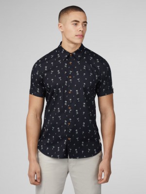 Ben Sherman Scattered Skjorte Sort | LZDUT3190