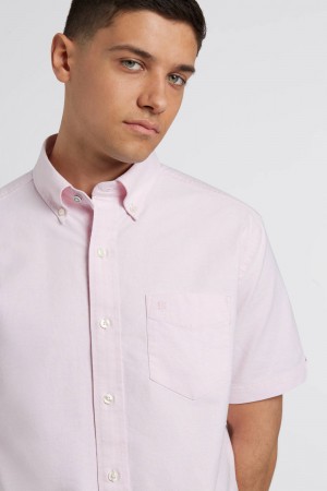 Ben Sherman Short Sleeve Brighton Oxford Organic Skjorte Lyserød | NHCTD4128