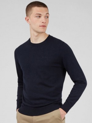 Ben Sherman Signature Crewneck Strikkevarer Mørkeblå | SZDYL8032