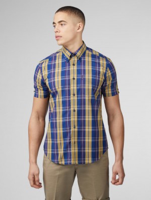 Ben Sherman Signature Irregular Check Skjorte Blå | RCOLT9032