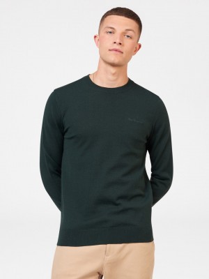 Ben Sherman Signature Merino Crewneck Strikkevarer Mørkegrøn | LNPBD3280