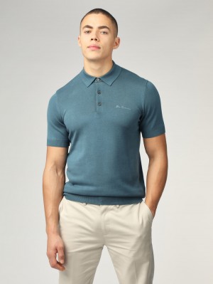 Ben Sherman Signature Short Sleeve Polo Strikkevarer Turkis | REAOY4907