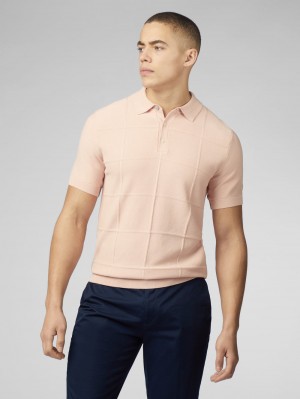 Ben Sherman Signature Textured Polo Strikkevarer Lyserød | MKWNC6492