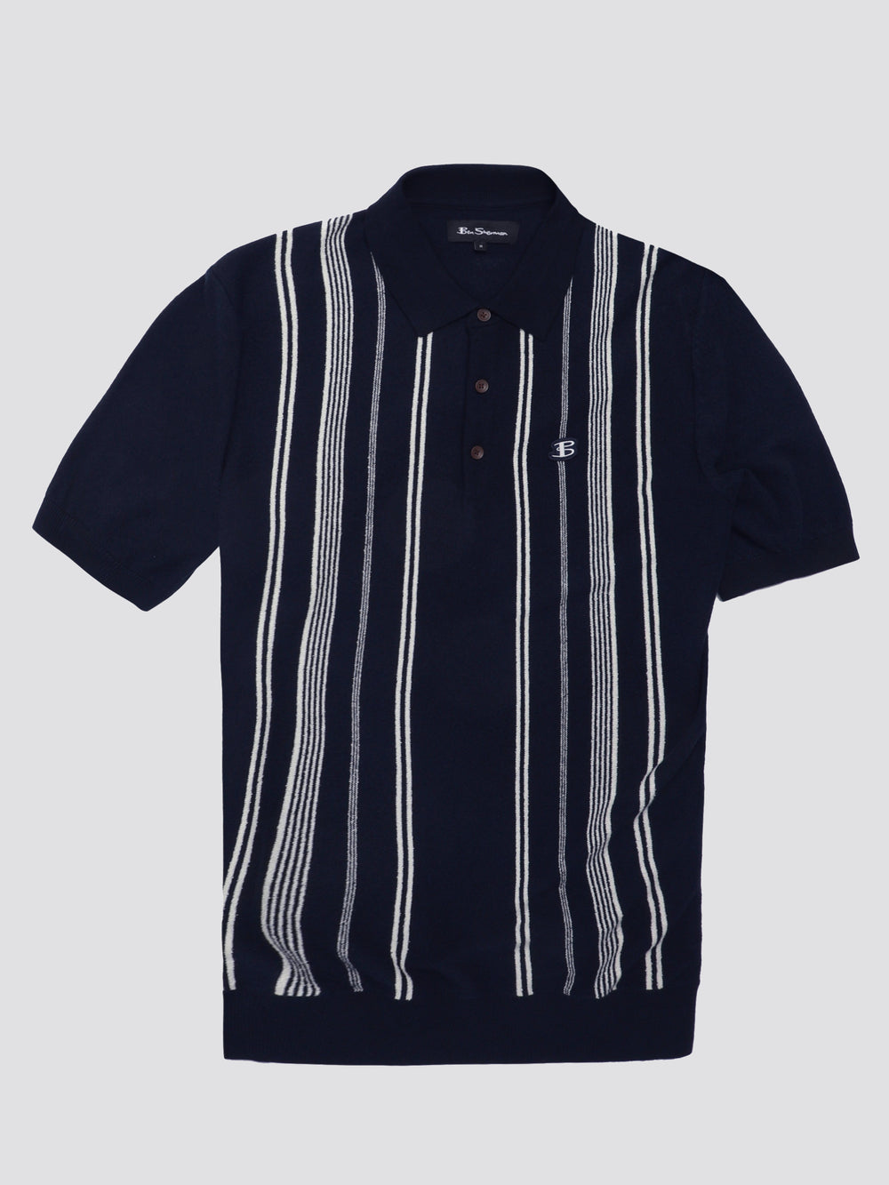 Ben Sherman B by Ben Sherman Crinkle Cotton Stripe Polo Strikkevarer Mørkeblå | FRCUJ7465