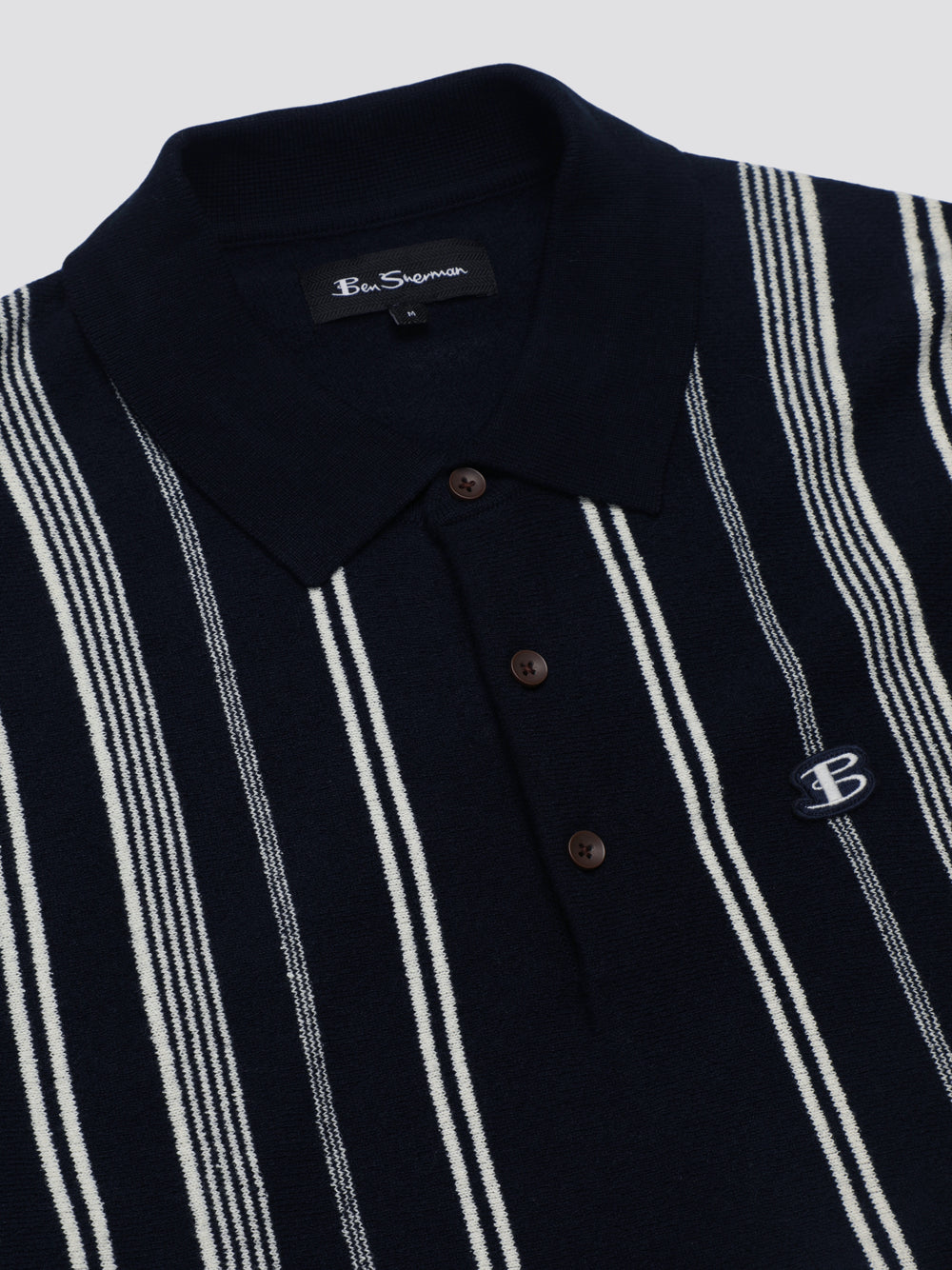 Ben Sherman B by Ben Sherman Crinkle Cotton Stripe Polo Strikkevarer Mørkeblå | FRCUJ7465