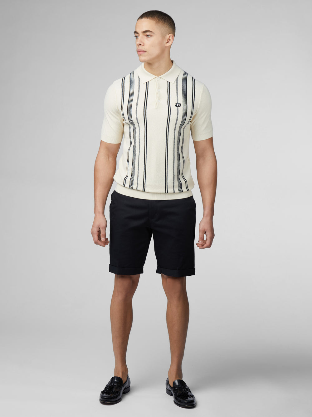 Ben Sherman B by Ben Sherman Crinkle Cotton Stripe Polo Strikkevarer Hvide | CFOGL2598