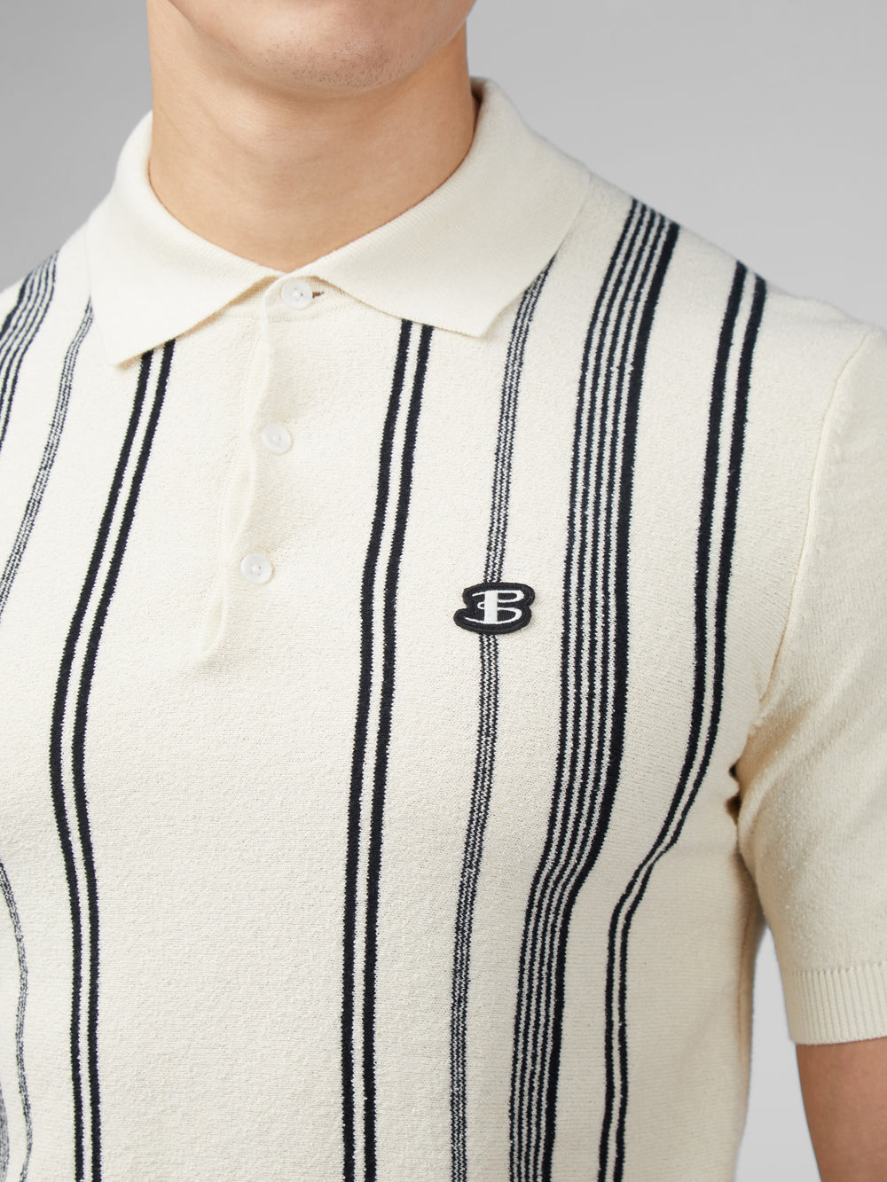 Ben Sherman B by Ben Sherman Crinkle Cotton Stripe Polo Strikkevarer Hvide | CFOGL2598