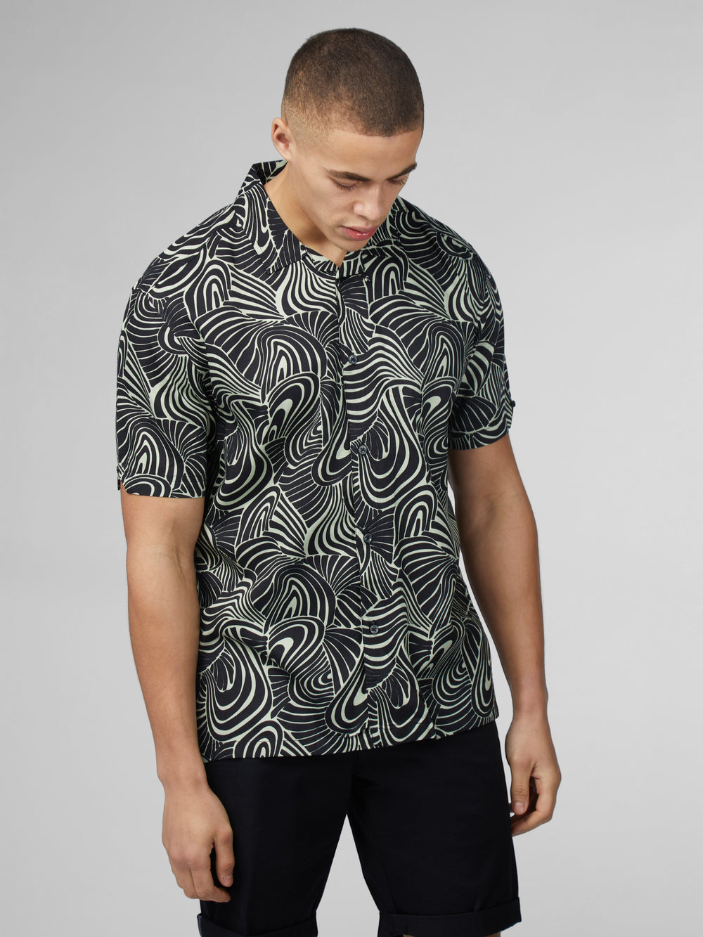 Ben Sherman B by Ben Sherman Psychedelic Swirl Print Skjorte Mintgrønne | BSPEL7258