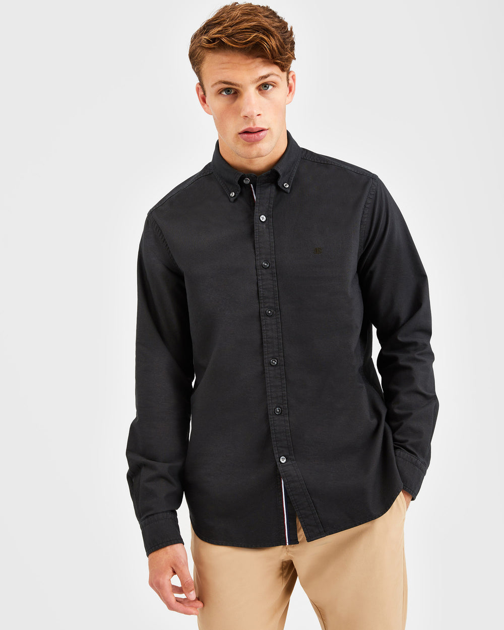 Ben Sherman Beatnik Oxford Garment Dye Skjorte Sort | GHASP3094