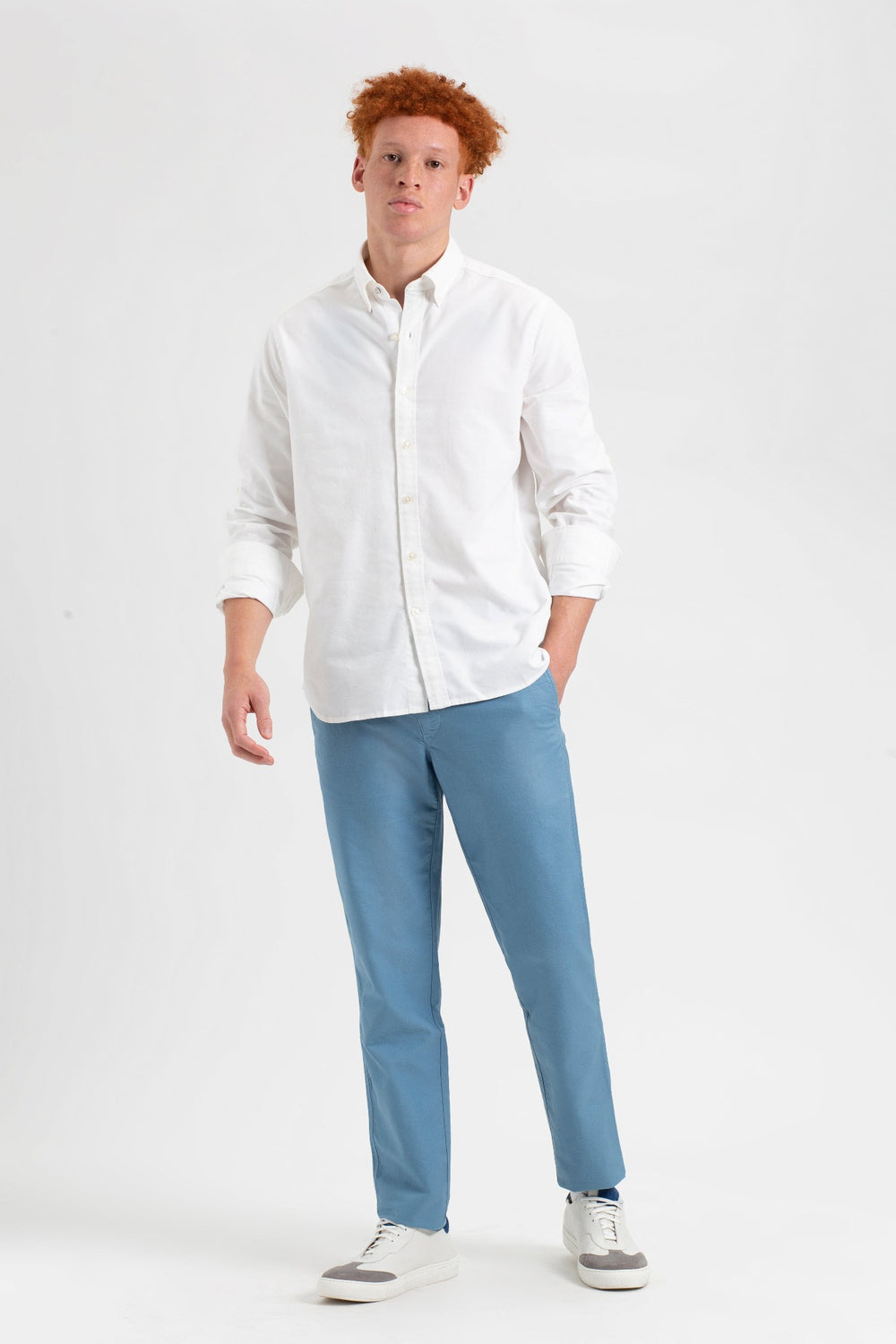 Ben Sherman Beatnik Oxford Slim Taper Garment Dye Chino Bukser Blå | SOFXJ7682