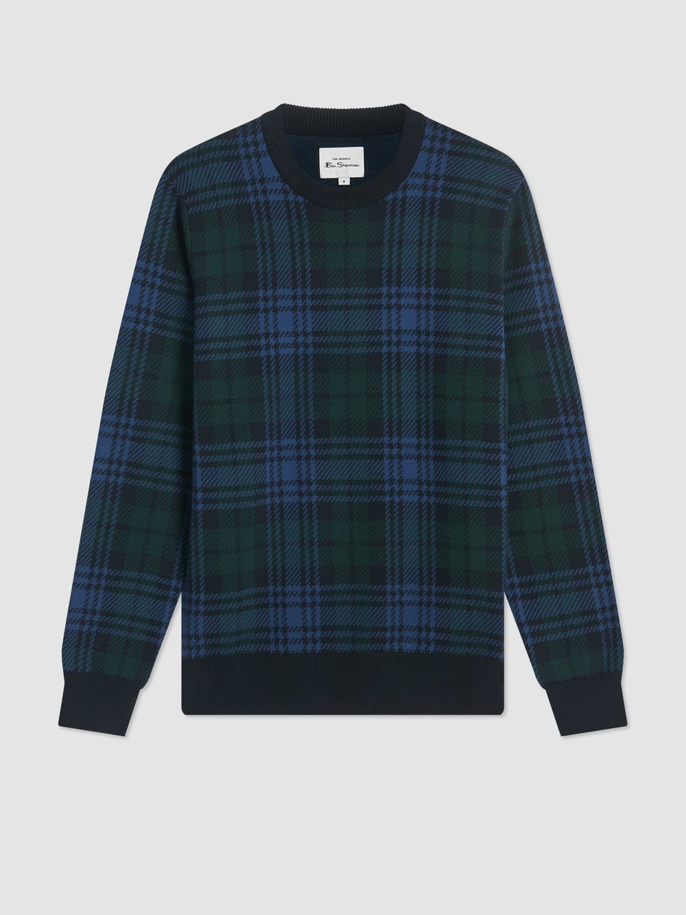 Ben Sherman Blackwatch Check Crewneck Strikkevarer Sort | TXBRU3167