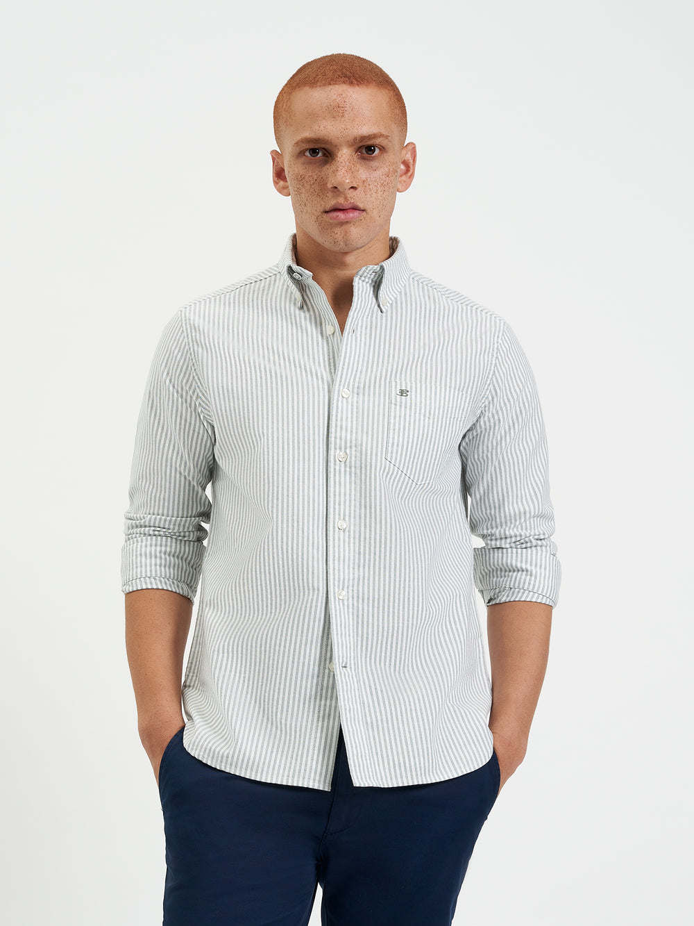 Ben Sherman Brighton Oxford Organic Stripe Green Bengal Stripe Skjorte Grøn Striber | GXVYQ3980