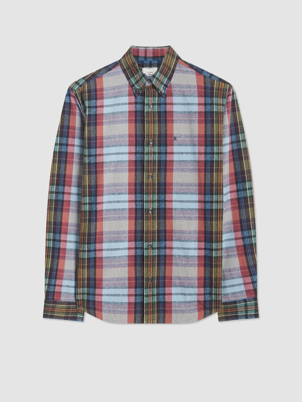 Ben Sherman Brushed Multicolour Check Oxford Skjorte Blå | XUPZL6814