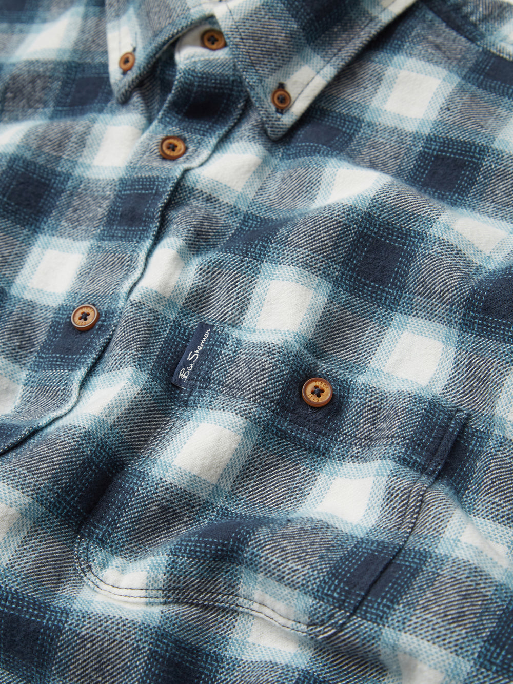 Ben Sherman Brushed Ombre Check Flannel Skjorte Grøn | CLZUW9316