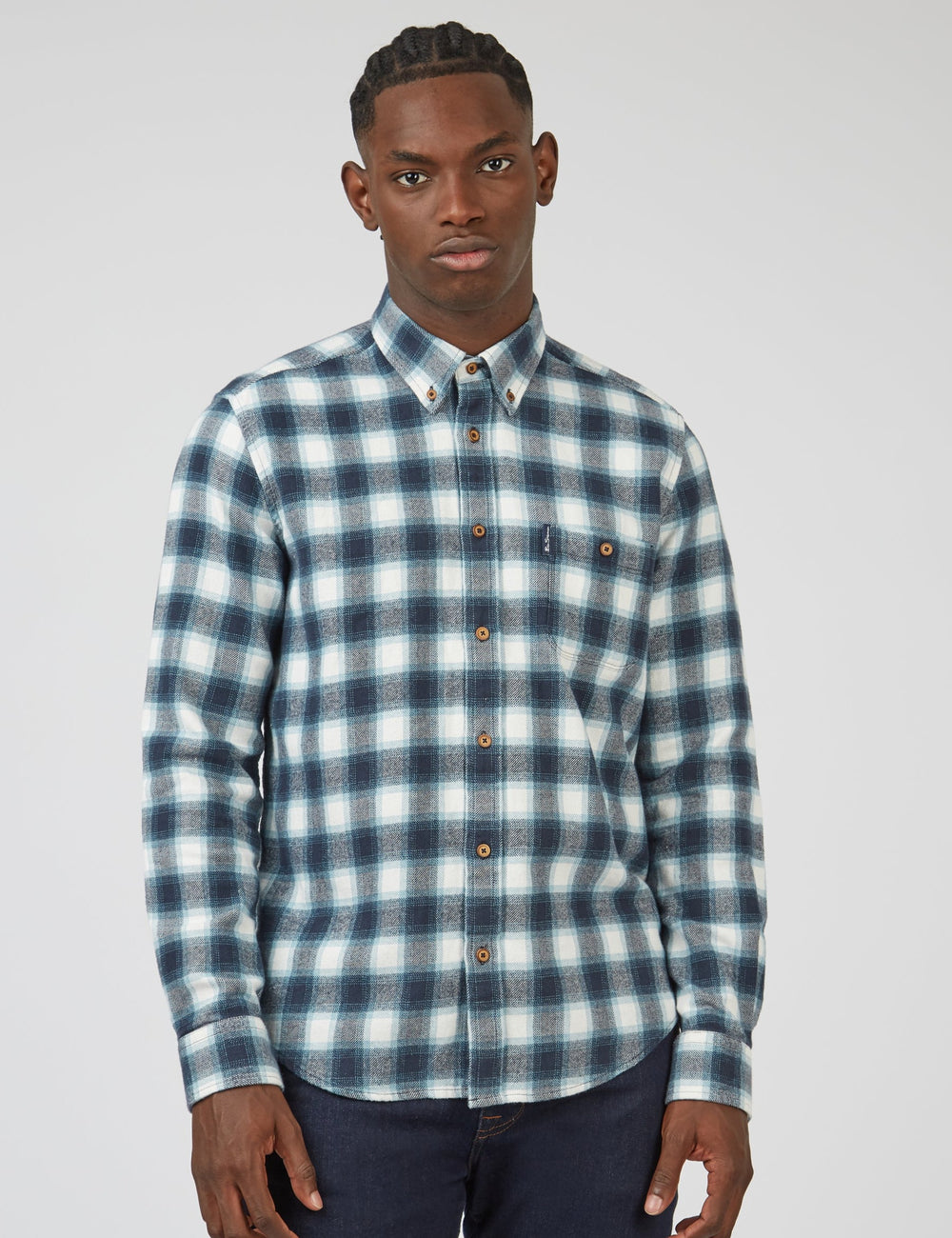 Ben Sherman Brushed Ombre Check Flannel Skjorte Grøn | CLZUW9316