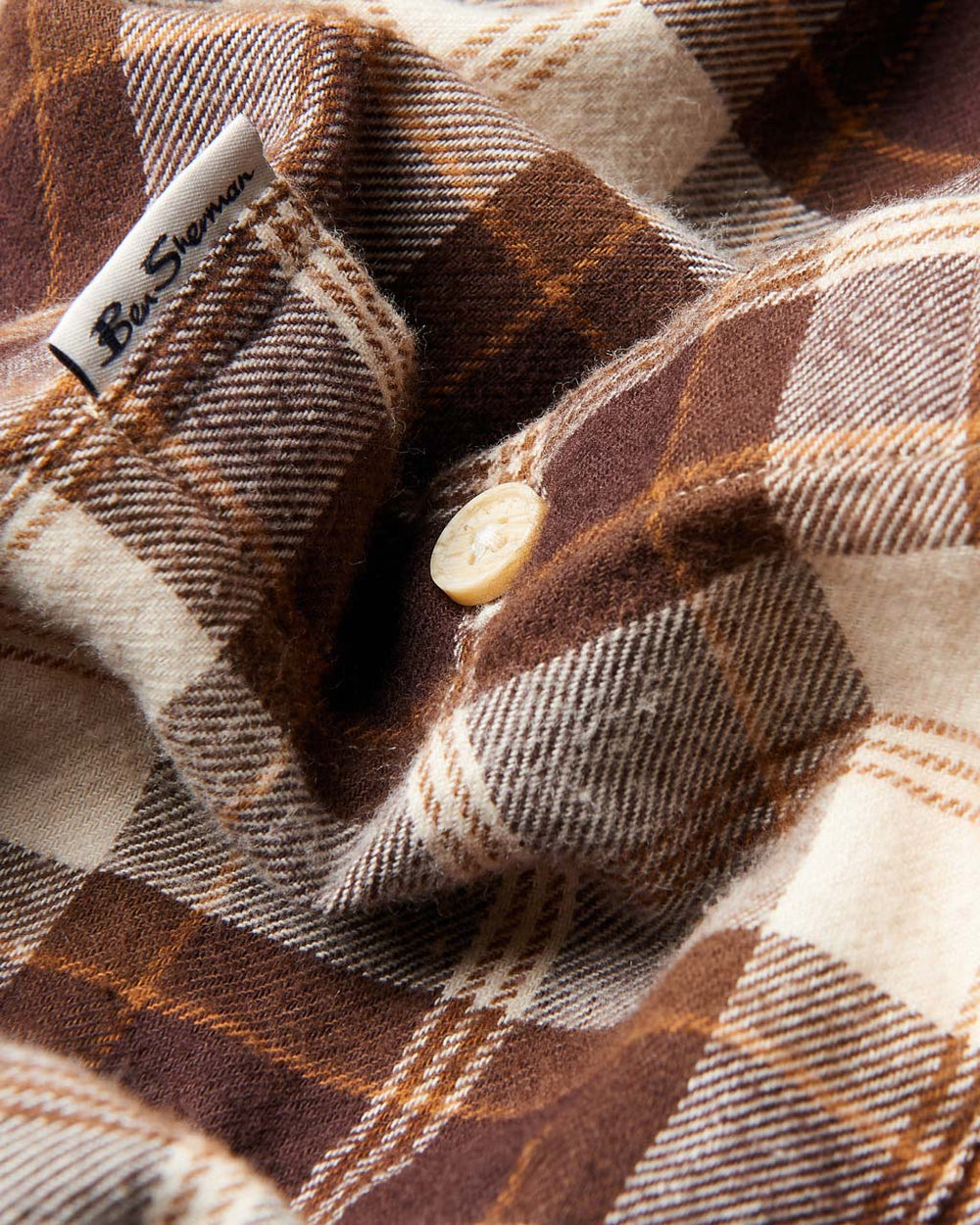 Ben Sherman Brushed Plain Check Skjorte Chokolade | REYKI0342