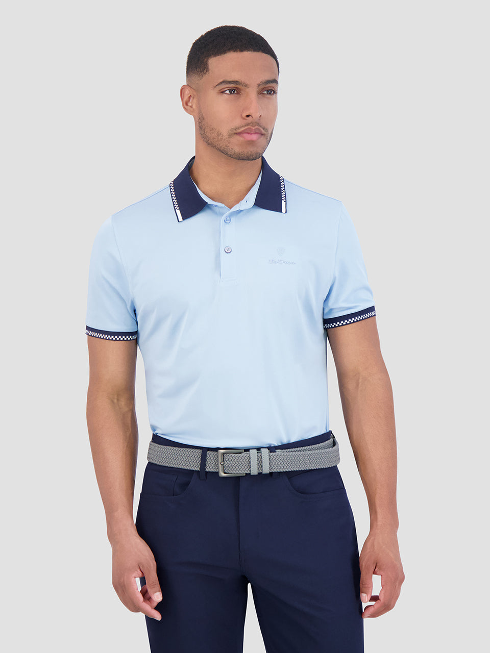 Ben Sherman Checker Rib Air Pique Sports Fit Poloshirt Blå | MQRCE2935