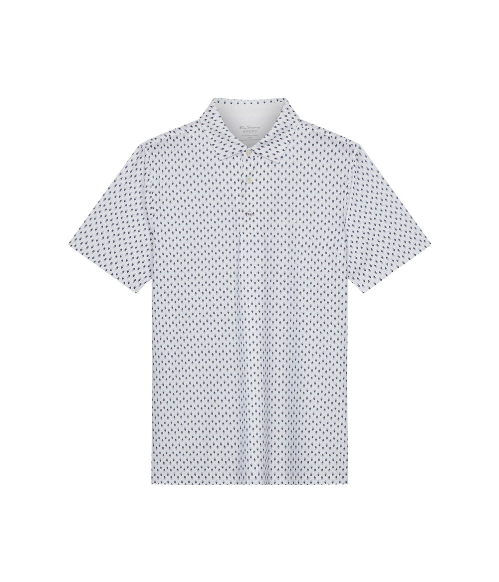 Ben Sherman Chequerboard Geo Poloshirt Hvide | UKPCY2417