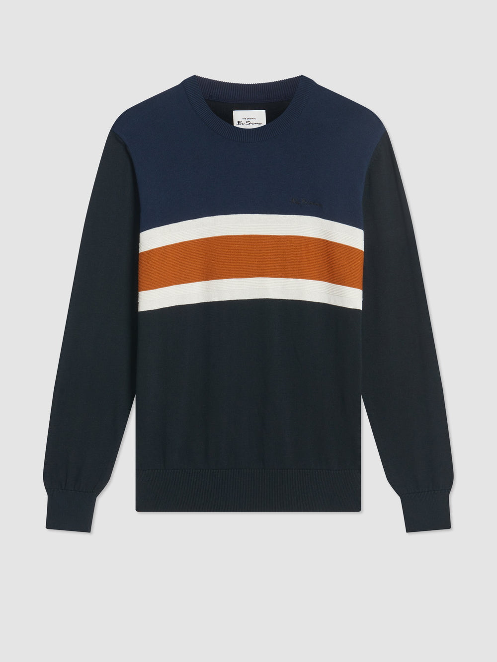 Ben Sherman Chest Stripe Crewneck Strikkevarer Sort | LXUKJ5083