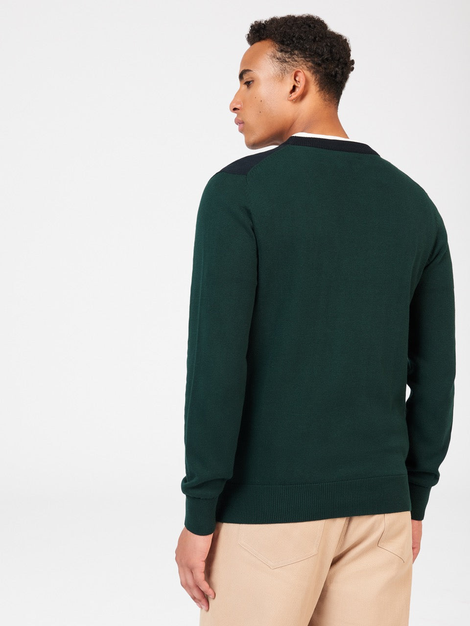 Ben Sherman Chest Stripe Crewneck Strikkevarer Mørkegrøn | QOVCD1832