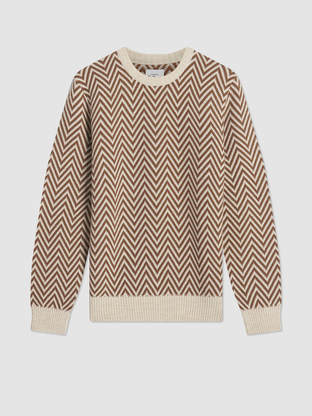 Ben Sherman Chevron Jacquard Crewneck Strikkevarer Hvide | FNYTP0932