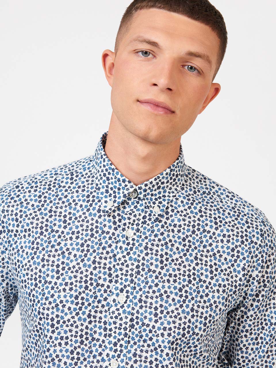 Ben Sherman Ditsy Floral Print Long Sleeve Skjorte Hvide | KTZBJ7036