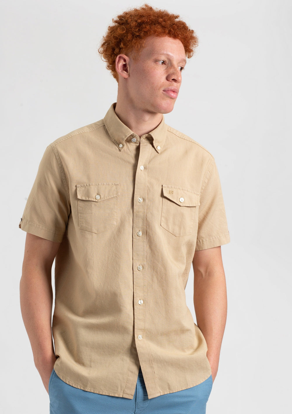 Ben Sherman Garment Dye Linen Skjorte Brune | QXMHI2536