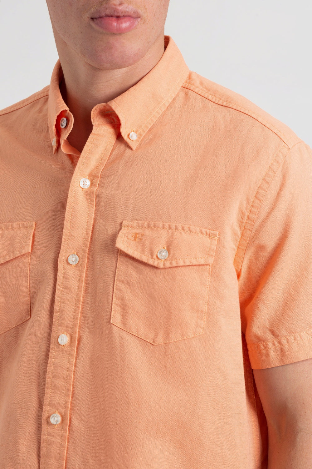 Ben Sherman Garment Dye Linen Skjorte Orange | DVAZL7136