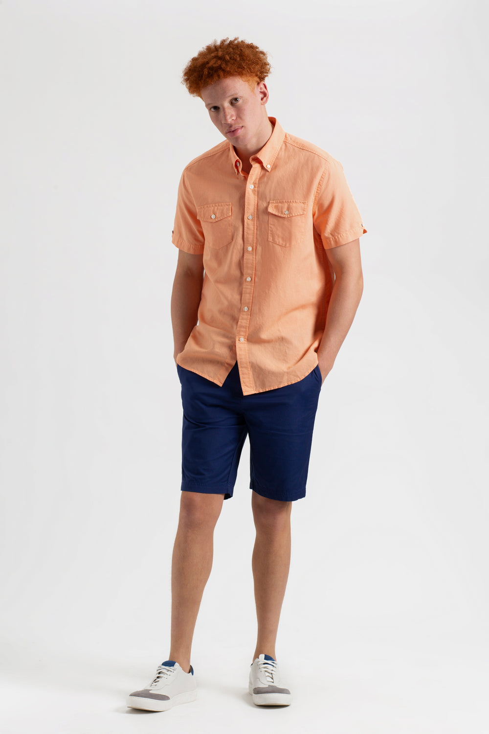 Ben Sherman Garment Dye Linen Skjorte Orange | DVAZL7136