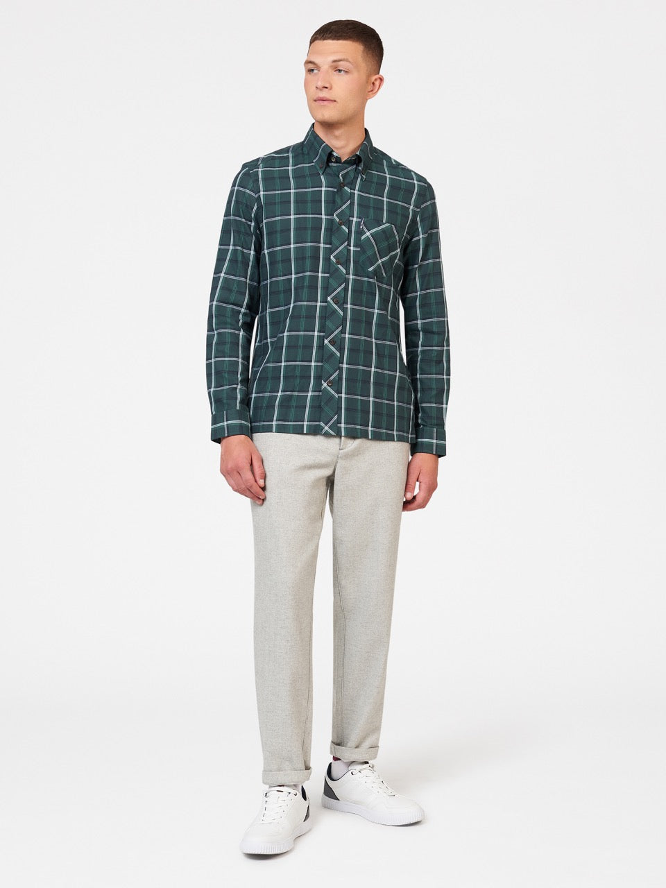 Ben Sherman Grid Check Skjorte Grøn | DKYNH0983