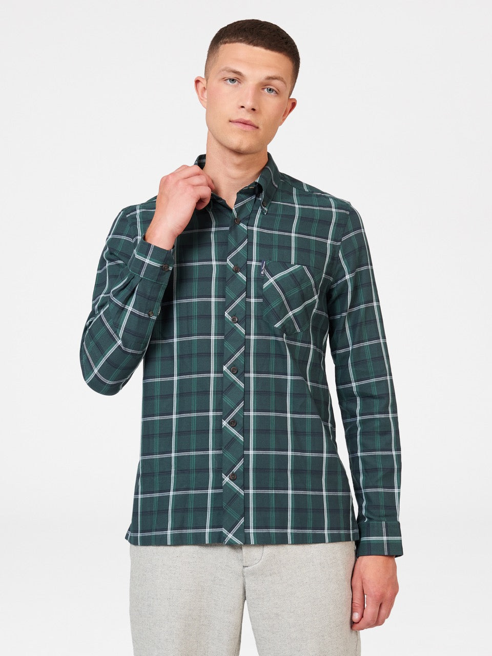 Ben Sherman Grid Check Skjorte Grøn | DKYNH0983