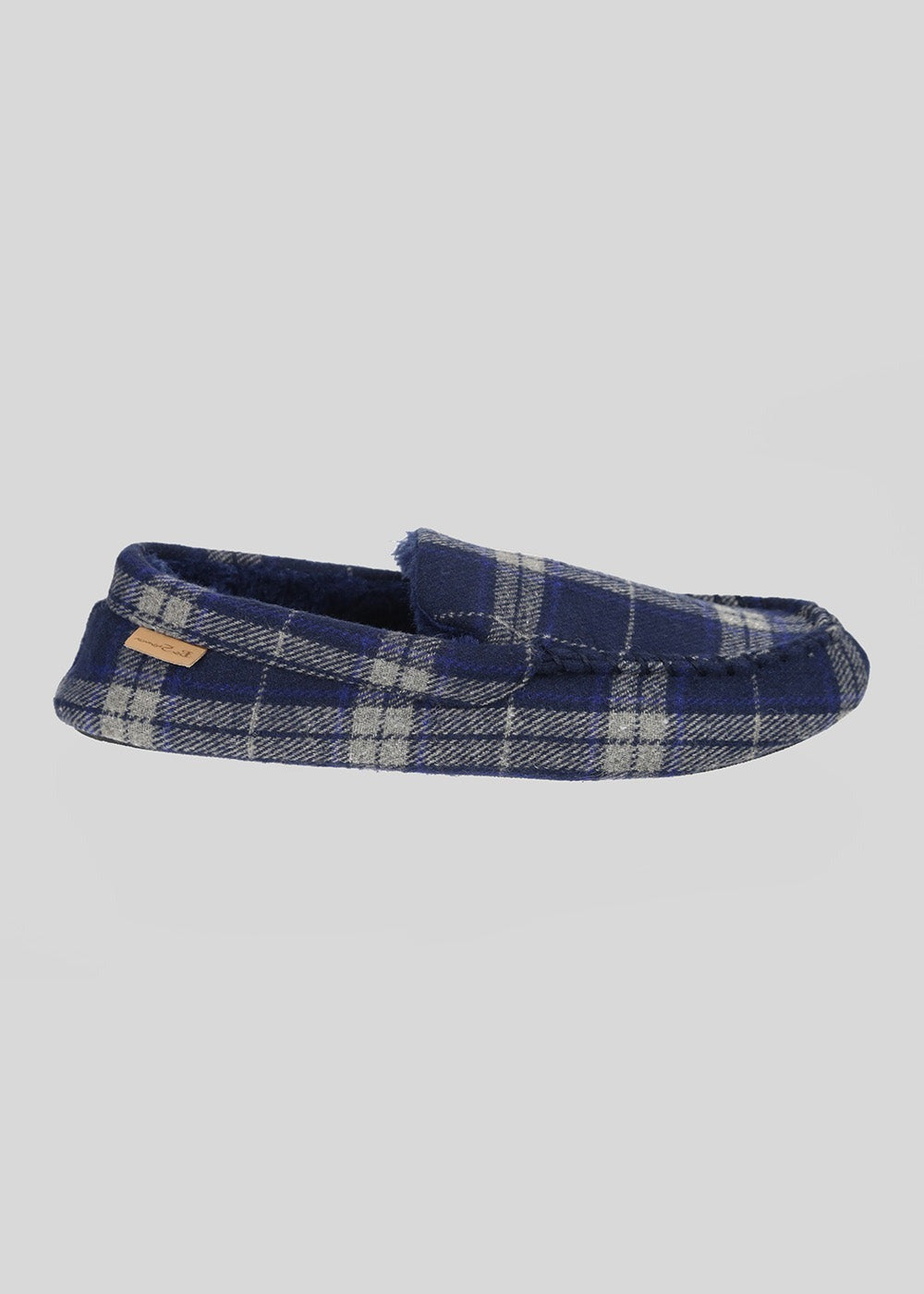 Ben Sherman Gritti Palace Check Moccasin Slipper Mørkeblå | AXKHV4069