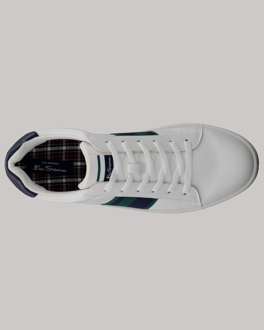 Ben Sherman Hampton Stripe Sneakers Hvide Mørkeblå Grøn | MKOFX0865