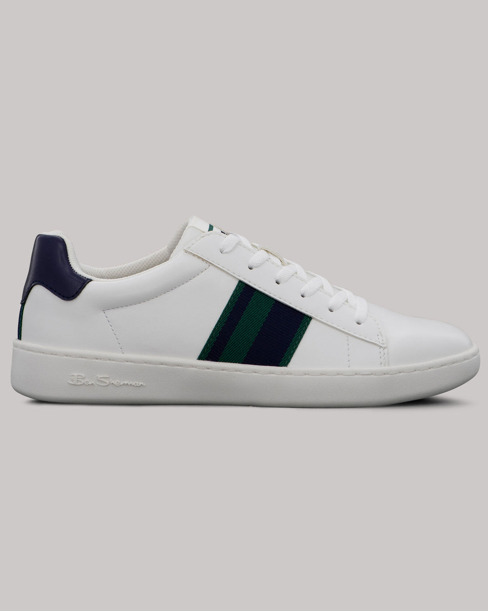 Ben Sherman Hampton Stripe Sneakers Hvide Mørkeblå Grøn | MKOFX0865