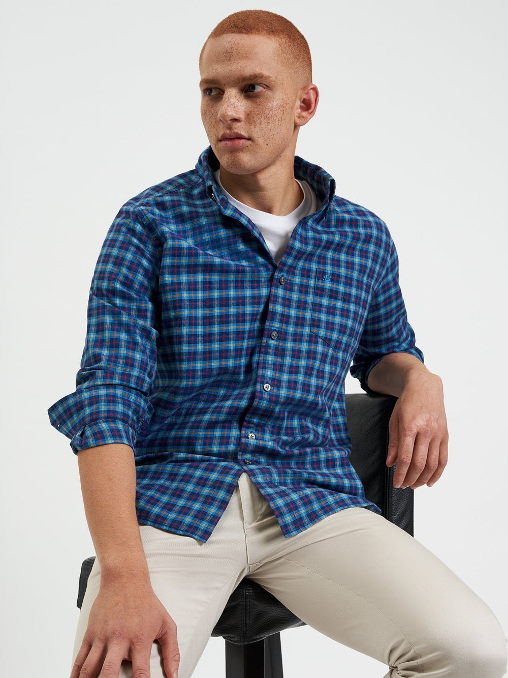 Ben Sherman House Tartan Twill Skjorte Mørkeblå | DSMGL8302