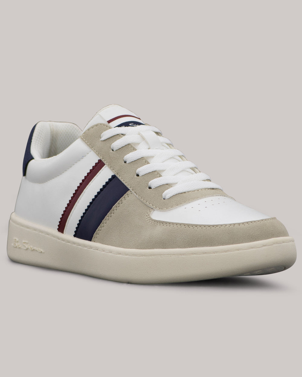 Ben Sherman Hyde Navy Stripe Sneakers Hvide | MIWYZ4125