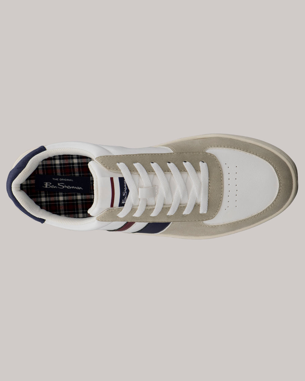 Ben Sherman Hyde Navy Stripe Sneakers Hvide | MIWYZ4125