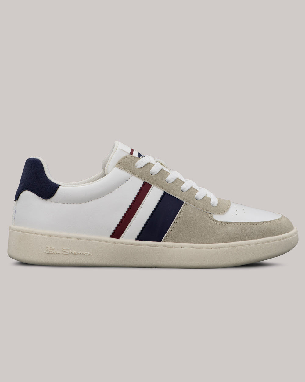 Ben Sherman Hyde Navy Stripe Sneakers Hvide | MIWYZ4125