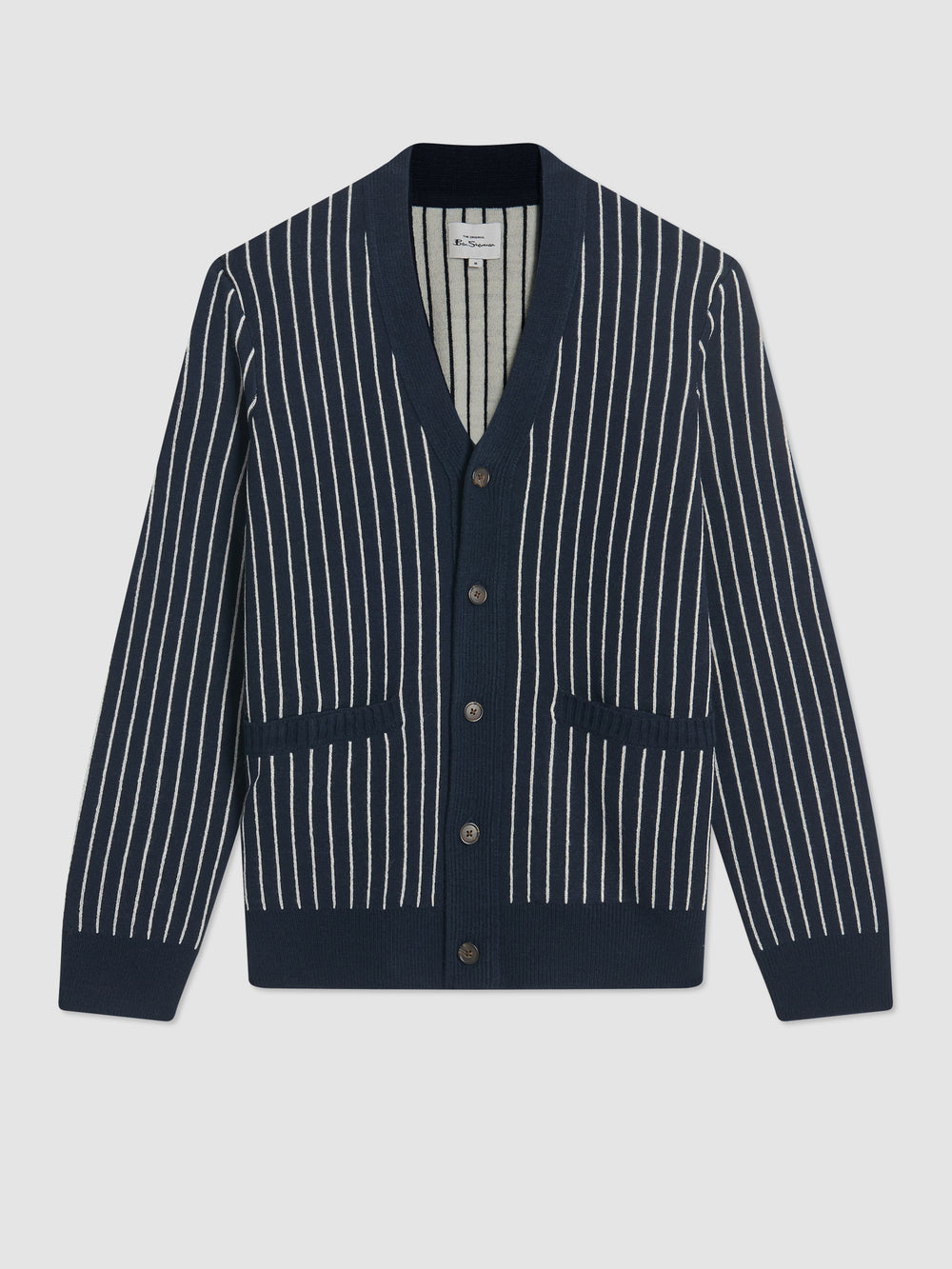 Ben Sherman Jacquard Stripe Cardigan Strikkevarer Mørkeblå | EKAHB1276