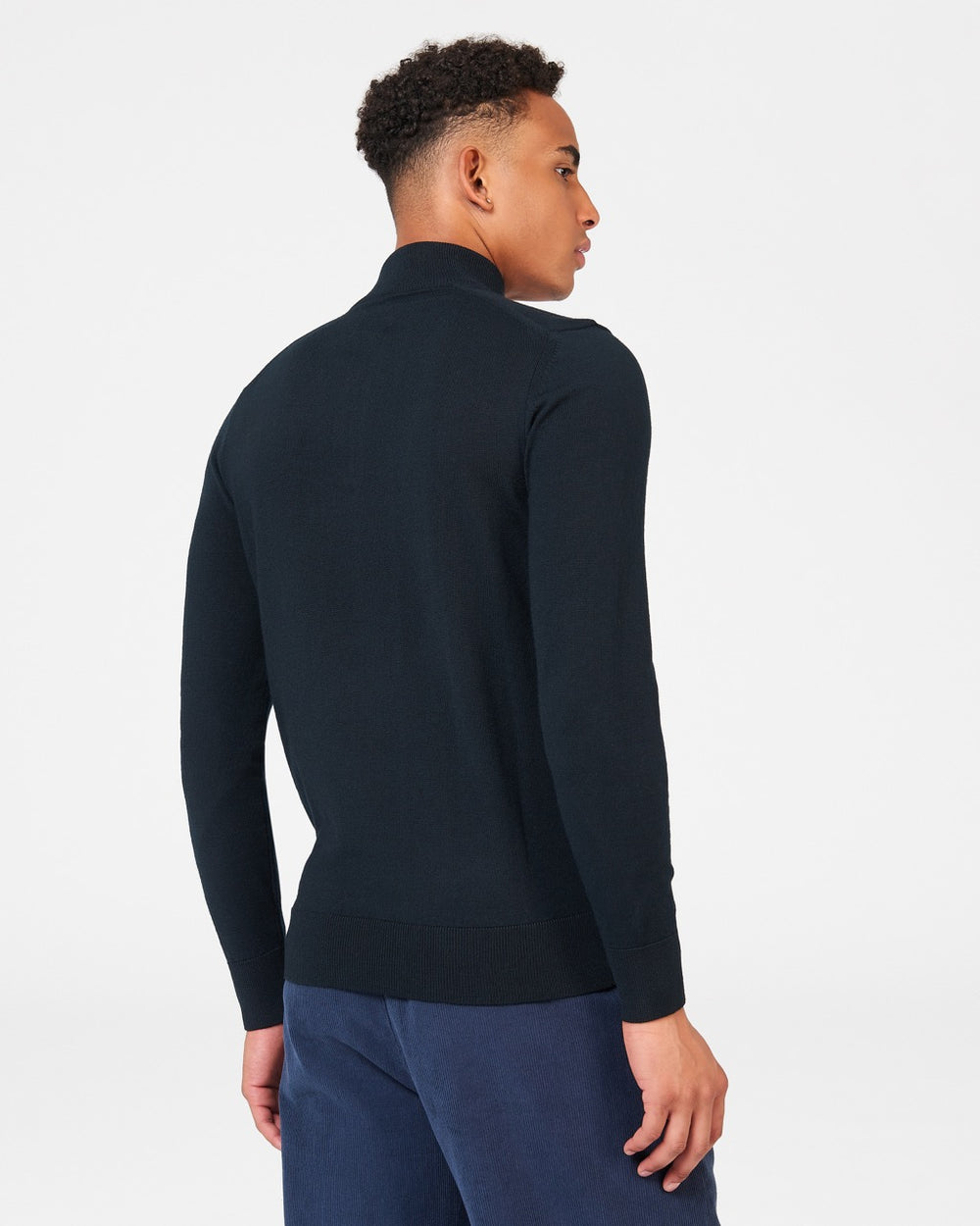 Ben Sherman Merino Half-Zip Strikkevarer Sort | MEVBQ1207