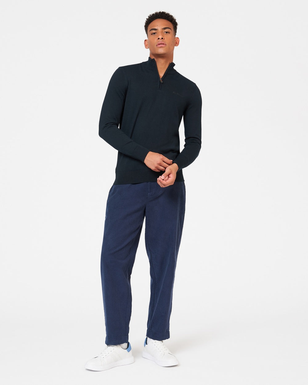 Ben Sherman Merino Half-Zip Strikkevarer Sort | MEVBQ1207