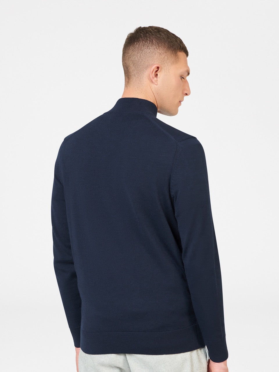 Ben Sherman Merino Half-Zip Strikkevarer Mørkeblå | UPGKE4530