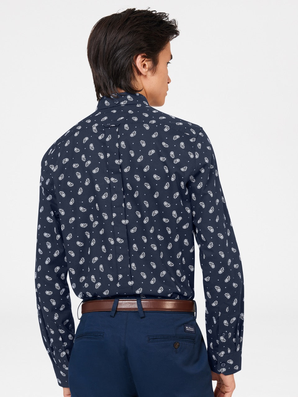 Ben Sherman Micro Paisley Skjorte Mørkeblå | YKAUJ4236