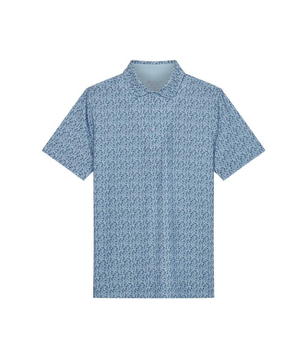 Ben Sherman Mini Guitar Tech Jersey Sports Fit Poloshirt Blå | OLIXB9435