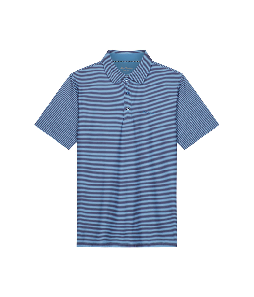 Ben Sherman Mini Stripes Tech Jersey Sports Fit Poloshirt Blå | ENCKO7563