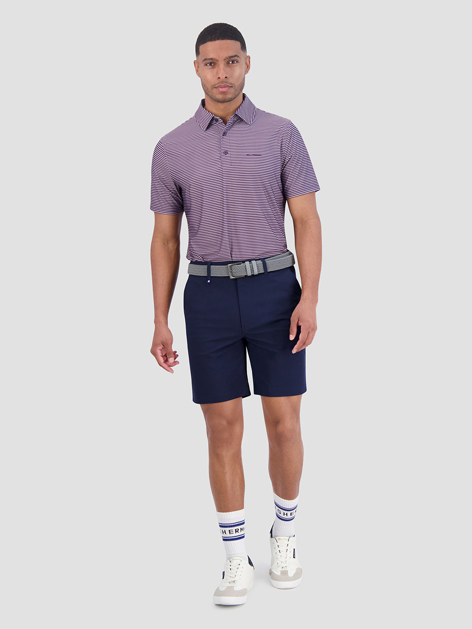 Ben Sherman Mini Stripes Tech Jersey Sports Fit Poloshirt Lilla | RDGSA7913