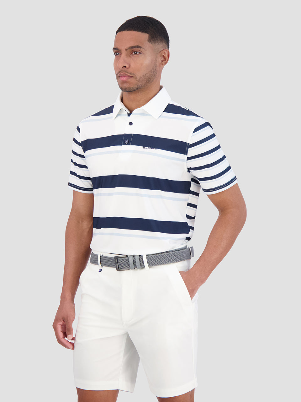 Ben Sherman Mixed Mod Stripes Tech Jersey Sports Fit Poloshirt Blå | ZJHCV4952