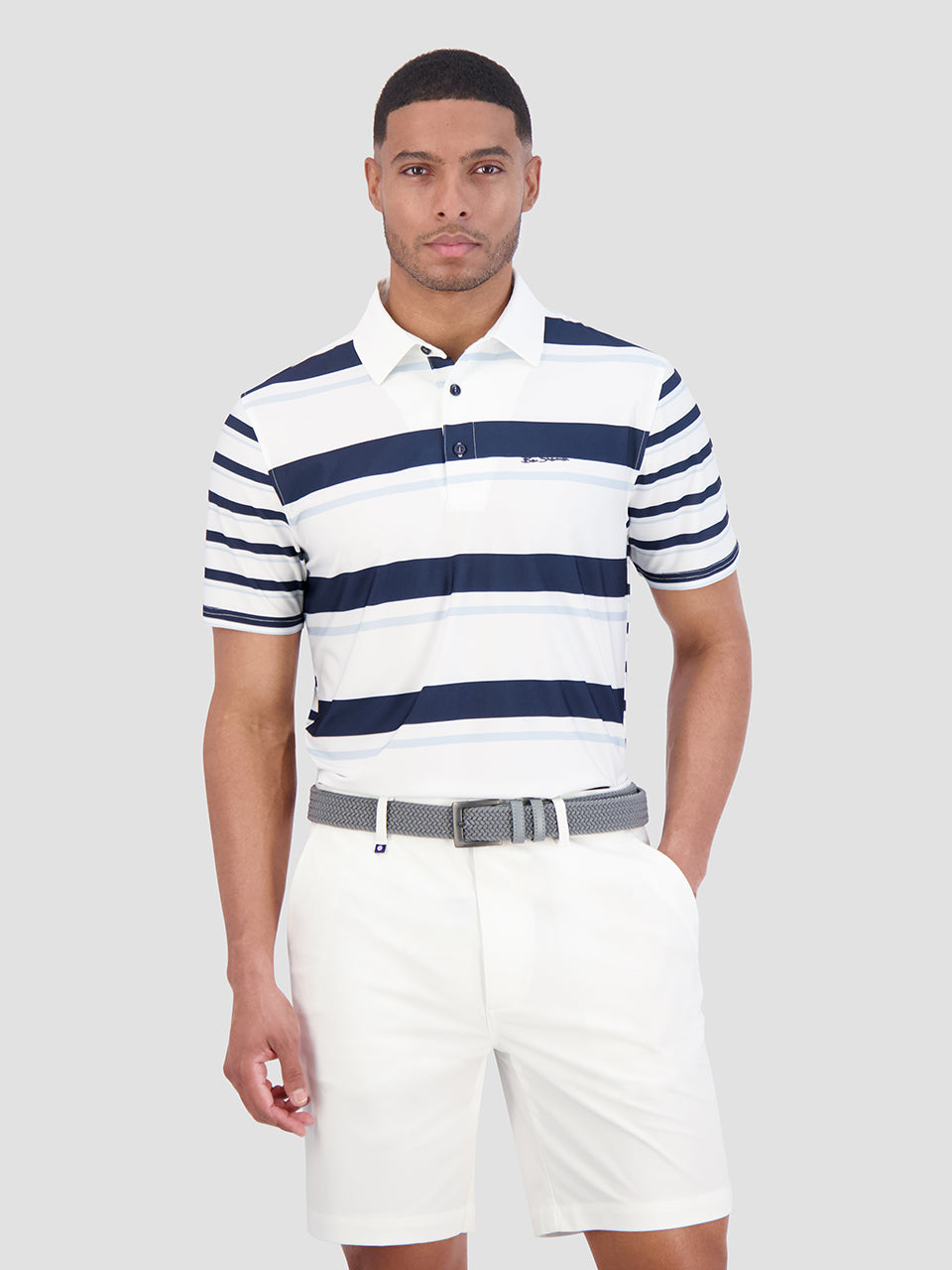 Ben Sherman Mixed Mod Stripes Tech Jersey Sports Fit Poloshirt Blå | ZJHCV4952