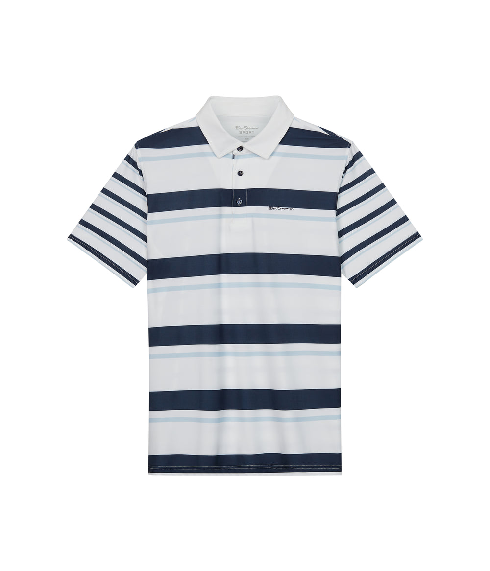 Ben Sherman Mixed Mod Stripes Tech Jersey Sports Fit Poloshirt Blå | ZJHCV4952