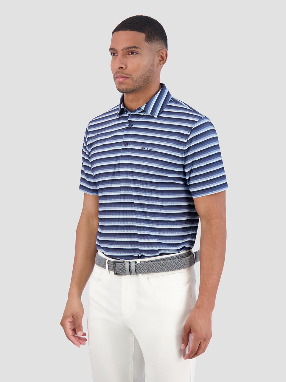 Ben Sherman Multi Stripe Tech Jersey Sports Fit Poloshirt Mørkeblå | AXMDQ1472